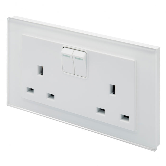 Retrotouch Crystal 13A DP Switched Double Socket - White