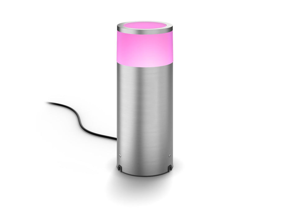 Philips Hue Calla White & Colour Ambience Chrome Outdoor Pedestal Light