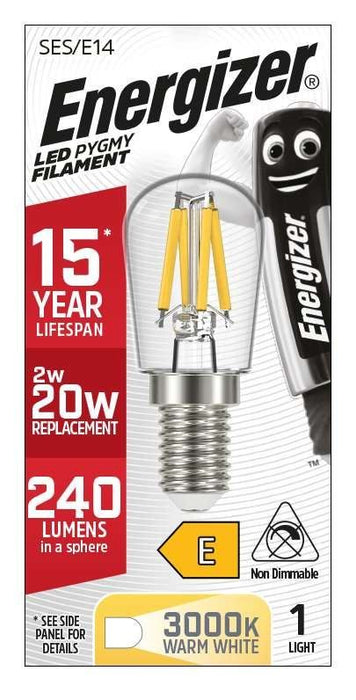 Energizer S13561 Pygmy LED Filament Bulb E14 240lm 2W 2700K, Warm White