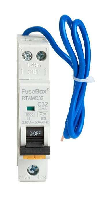 FuseBox RTAMC32 C32 Mini RCBO 6kA 2 Pole 32A C-Curve Type A