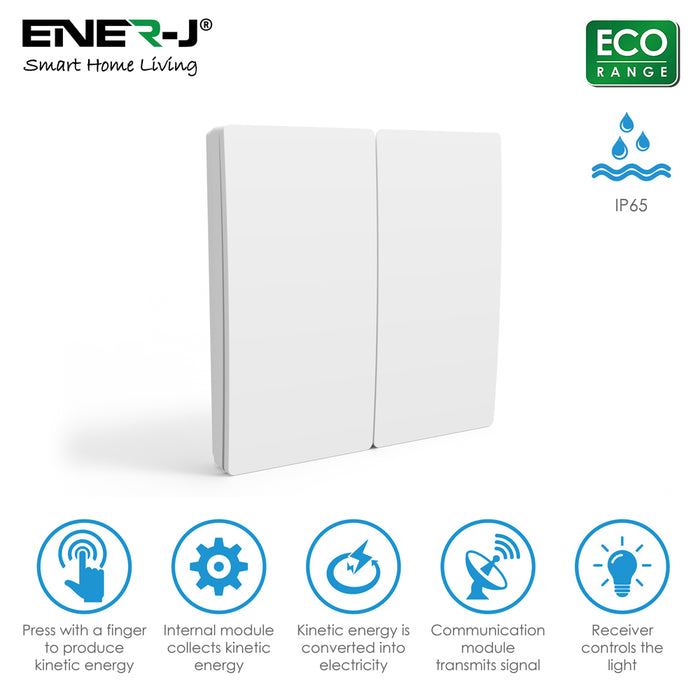 Ener-J 2 Gang Wireless Kinetic Switch WS1051X