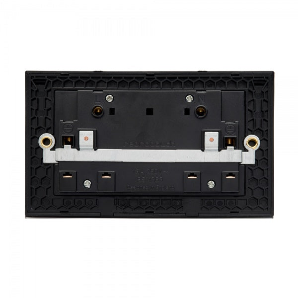 Retrotouch Crystal 13A DP Switched Double Socket - Black