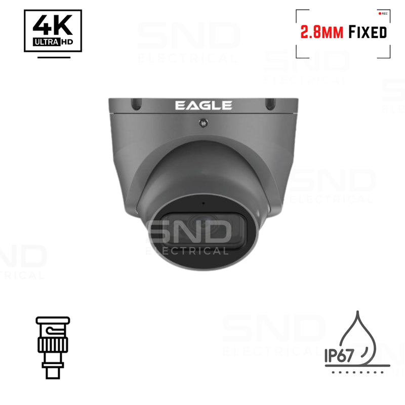 Eagle CCTV 4K/8MP Fixed Lens 2.8mm Turret Camera HDCVI - Grey