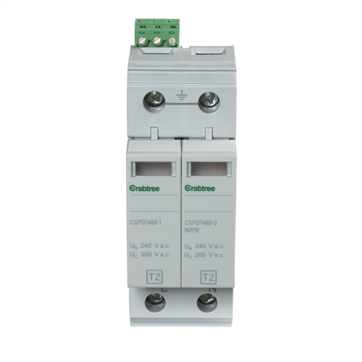 Crabtree CSPD7462/1 Loadstar Type 2 SPD for 1P 3-wire Systems (2 Modular Width)