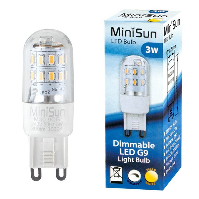 MiniSun 3W LED Dimmable G9 Warm White Bulb