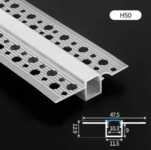 H50  Plaster Recessed Ceiling LED Aluminum Profile (47.5mmX12.9mmX11.5mm)