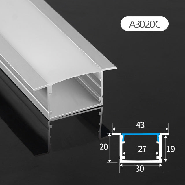 A3020C Flush/Recessed Ceiling/Wall LED Aluminum Profile (43X20X19)