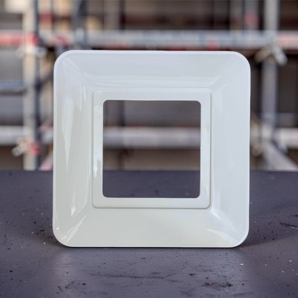 Hilton 1 Gang Rounded Edge Square Finger Plate / Surround — White