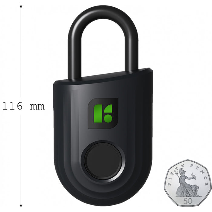 IglooHome Smart Padlock Lite, Fingerprint Lock - Black