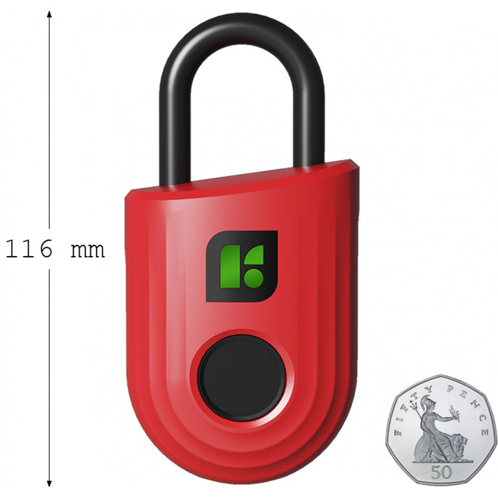 IglooHome Smart Padlock Lite, Fingerprint Lock - Red
