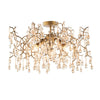 Antique Gold Champagne Teardrop Semi-Flush Chandelier