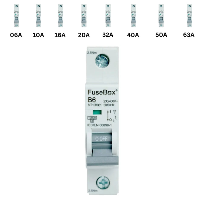 Fusebox Single Pole MCB Type B, Curve B (06A-63A)