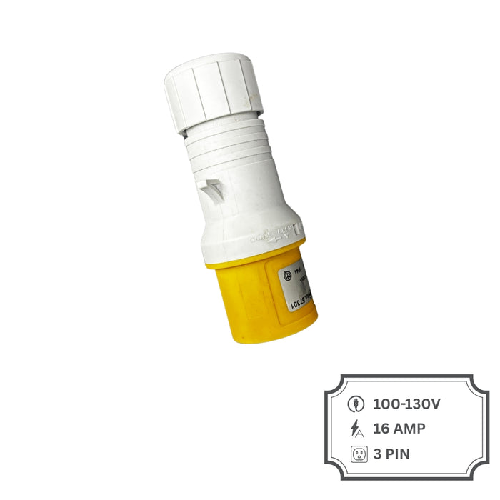 Yellow Industrial Quick Connect Plug  110 VOLT 16 AMP