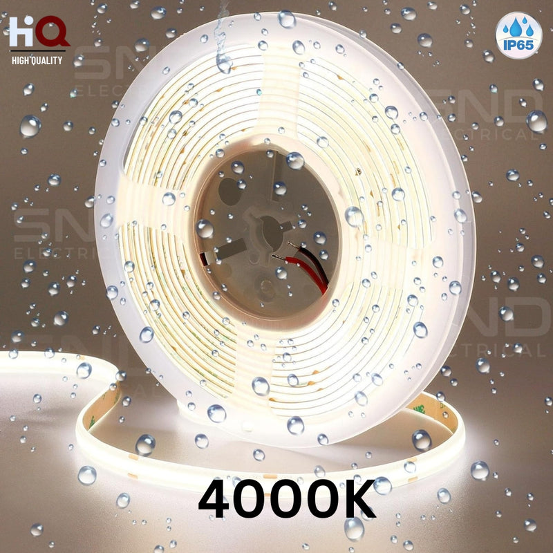 LED COB Strip 4000K, Seamless, 10mm Wide IP65 5M Reel