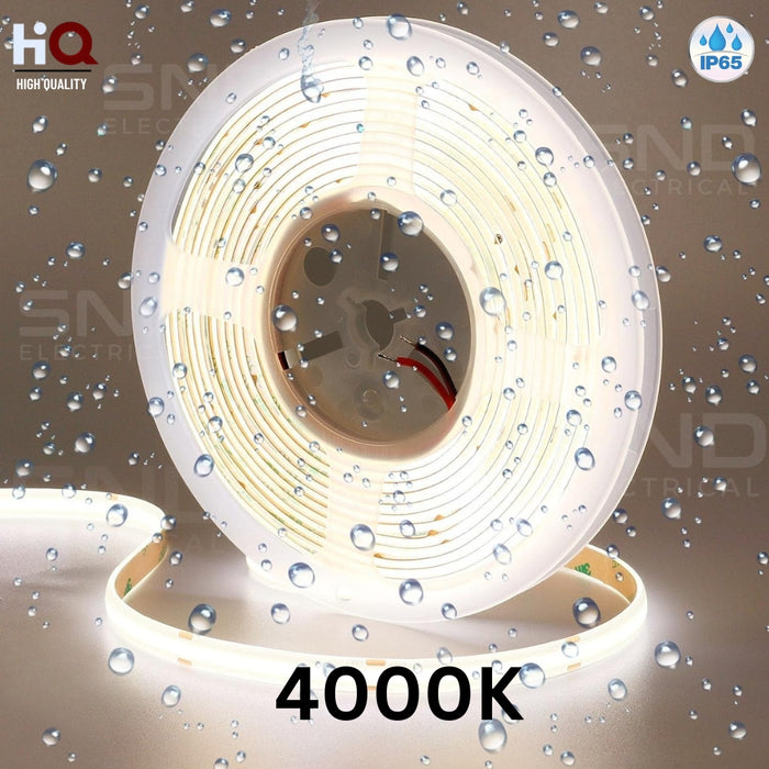 LED COB Strip 4000K, Seamless, 10mm Wide IP65 5M Reel