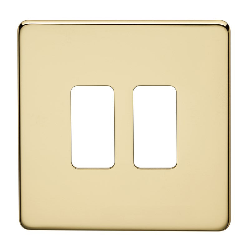 Crabtree 7512/PB 2 Gang Low Profile Rockergrid for Platinum Plate Polished Brass