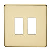 Crabtree 7512/PB 2 Gang Low Profile Rockergrid for Platinum Plate Polished Brass