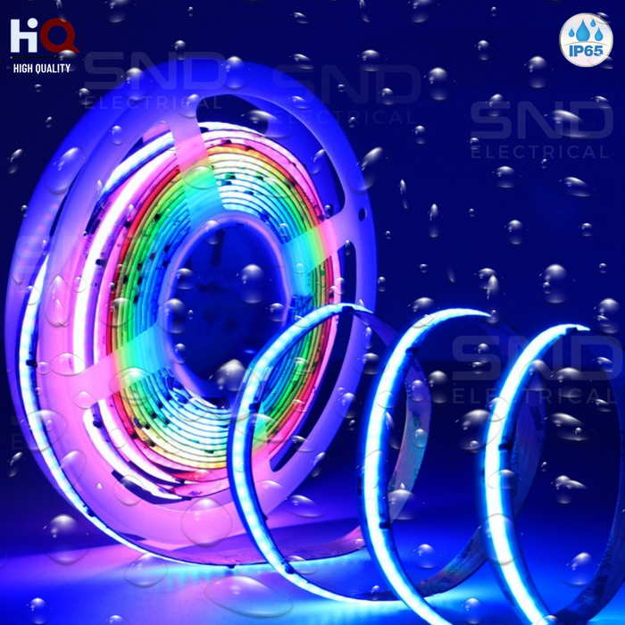 LED COB Strip RGBCCT Light, Seamless, 12mm Wide IP65 5M Reel