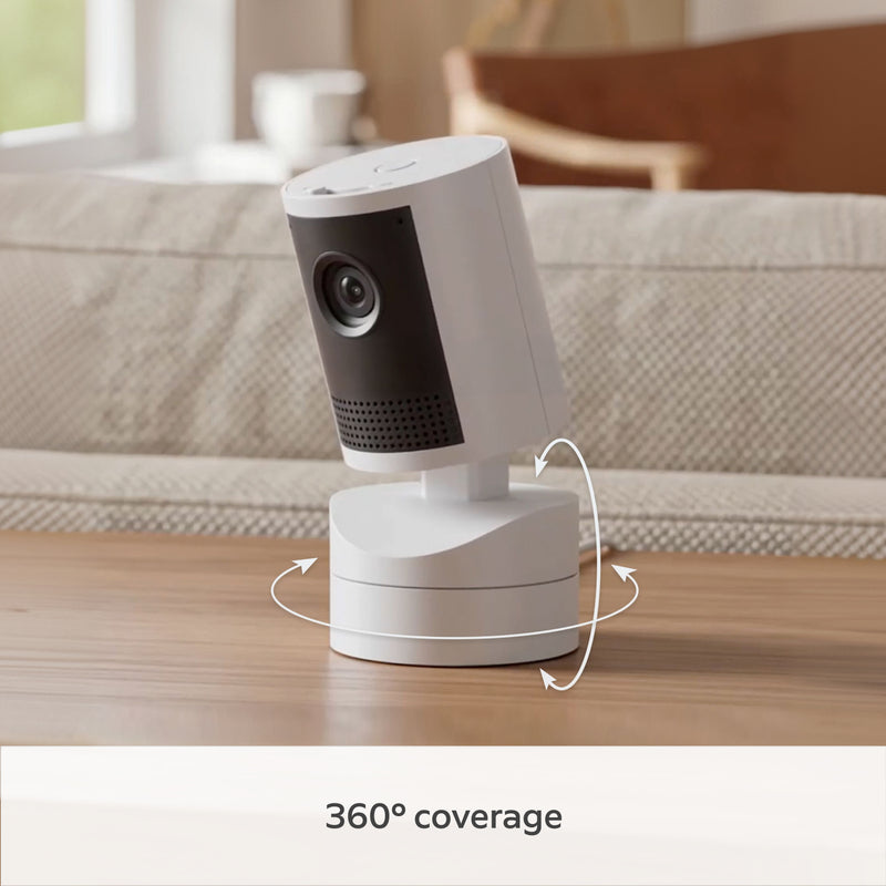Ring Pan-Tilt Indoor Cam 2K – 360° Indoor Security Camera with Auto Tracking (White)