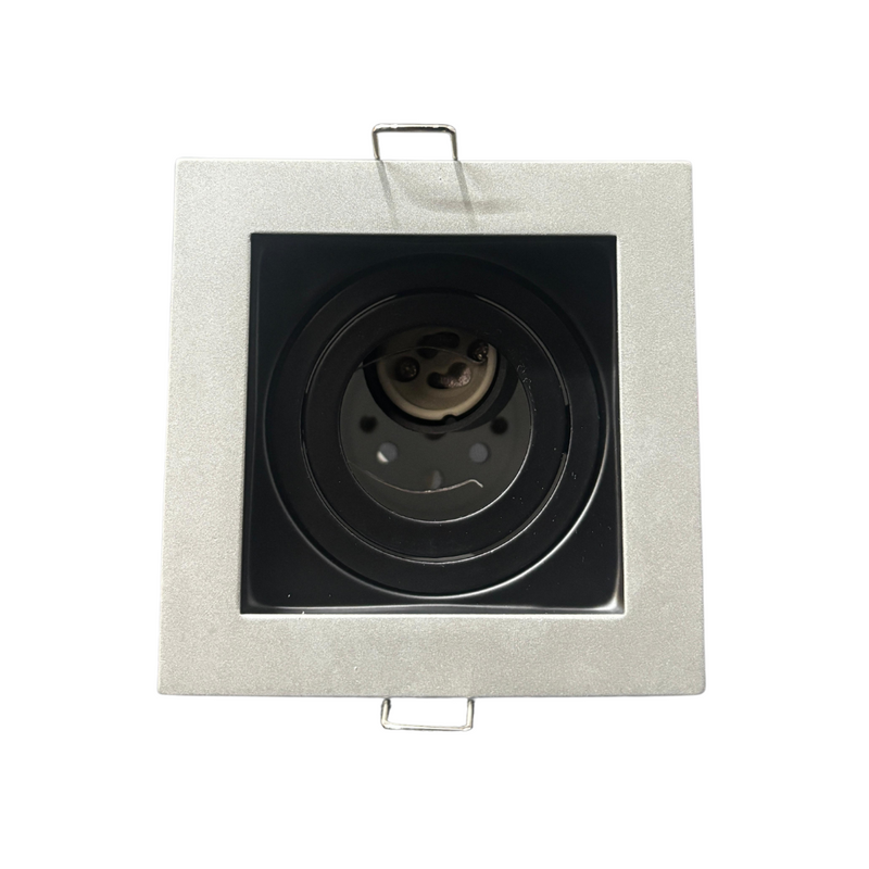 Searchlight Square Fire Rated Spot Light DL-GRID1FRSB Silver/Matt Black
