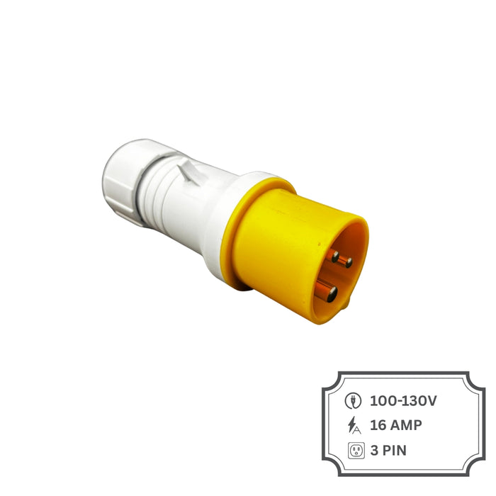 Yellow Industrial Quick Connect Plug  110 VOLT 16 AMP