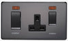 Crabtree Platinum 7521-3 45A DP Switch + Socket Satin With Neon Chrome