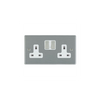 Hamilton 74SS2SS-W 2 Gang 13A DP Switched Socket - Satin Steel & White Inserts
