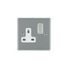Hamilton 74SS1SS-W 1 Gang 13A DP Switched Socket - Satin Steel & White Inserts