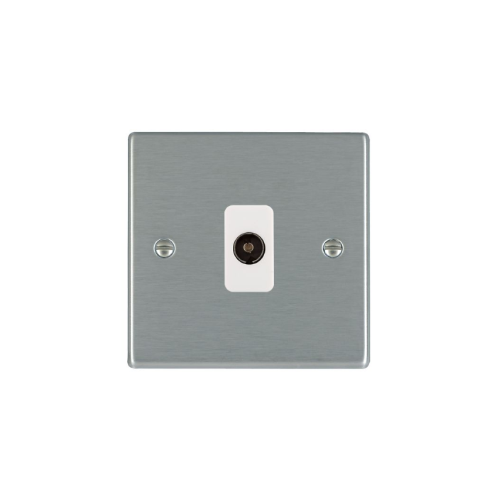 Hamilton TV 1 Gang Socket Coax - Satin Steel & Inserts