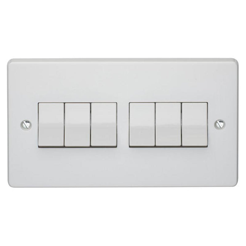 Crabtree Capital 4176 10Ax 6 Gang 2 Way Switch - SND Electrical Ltd