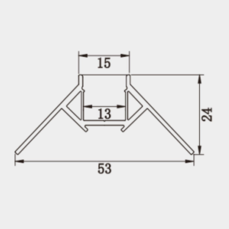 P5324 LED aluminium profile dimension drawing, 53 × 24 mm