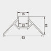 P5324 LED aluminium profile dimension drawing, 53 × 24 mm
