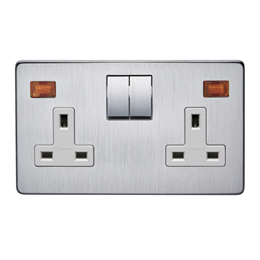 Crabtree Platinum 7316-3 Socket 2 Gang Switched DP With Neon