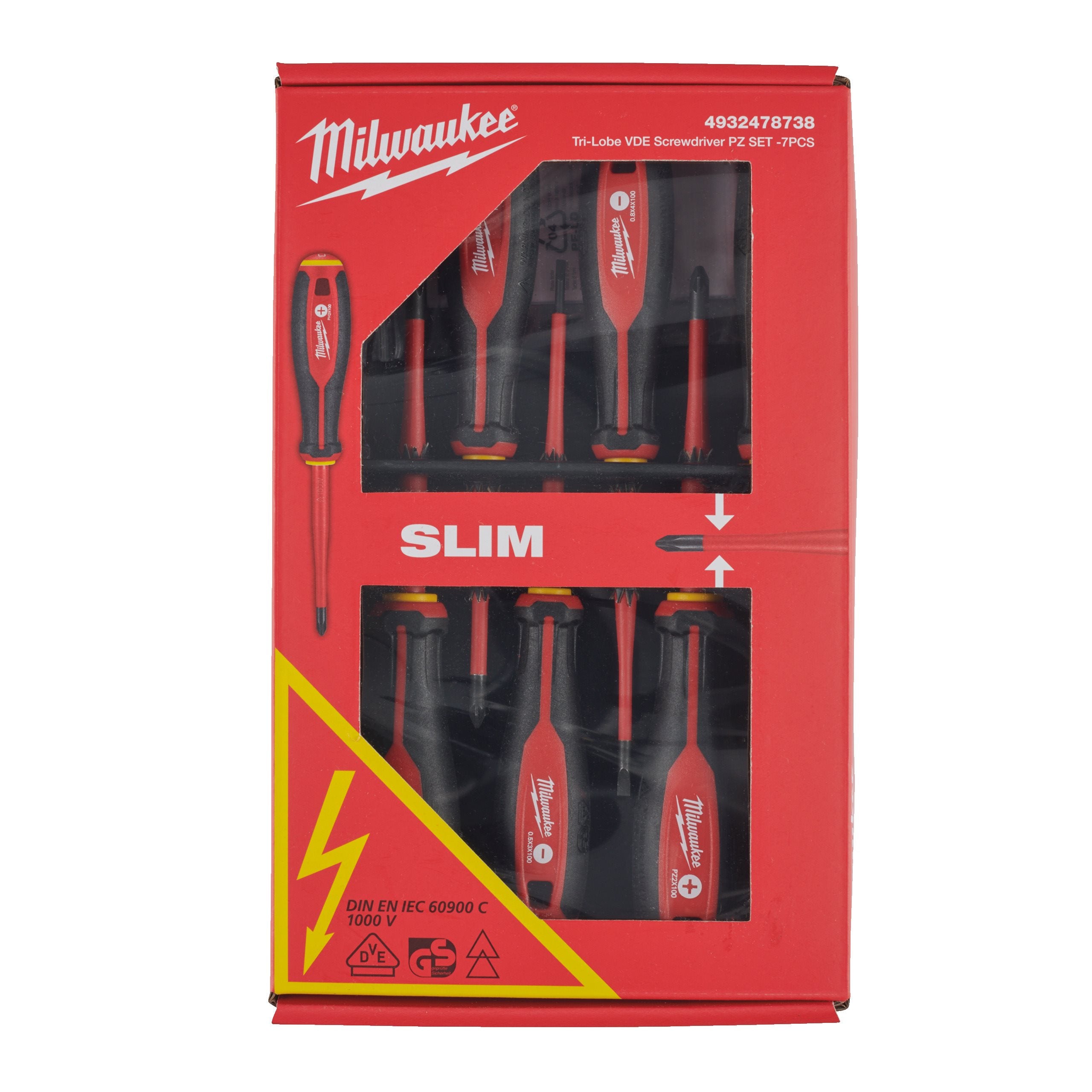 Milwaukee Tri-Lobe VDE PZ Screwdriver Set 7pc – 1000V Insulated
