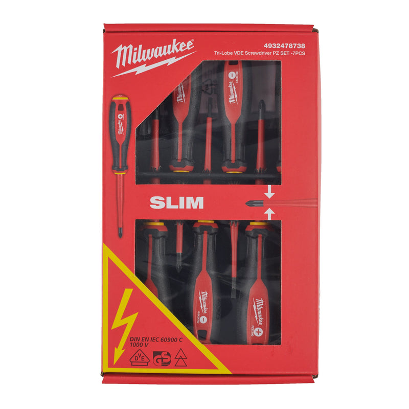 Milwaukee Tri-Lobe VDE PZ Screwdriver Set 7pc – 1000V Insulated