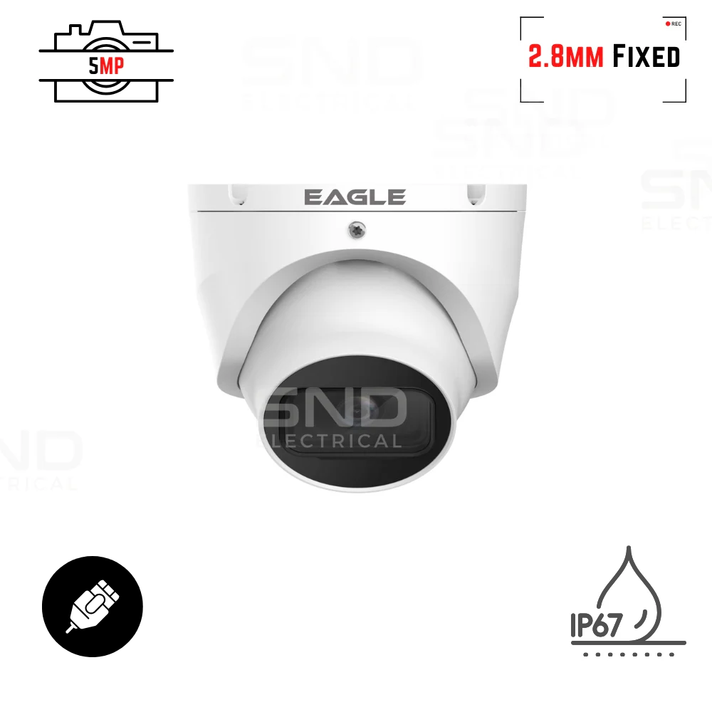 Eagle 5MP Fixed Lens IP Network IR Turret Camera White