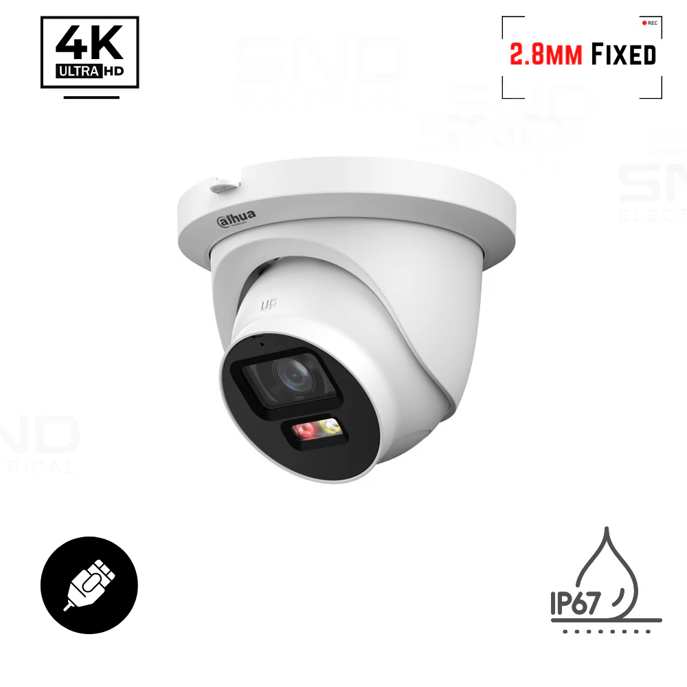 Dahua 8MP Dual Light 30m Eyeball PoE with Two-Way Talk DH-IPC-HDW2849TM-S-T-PV