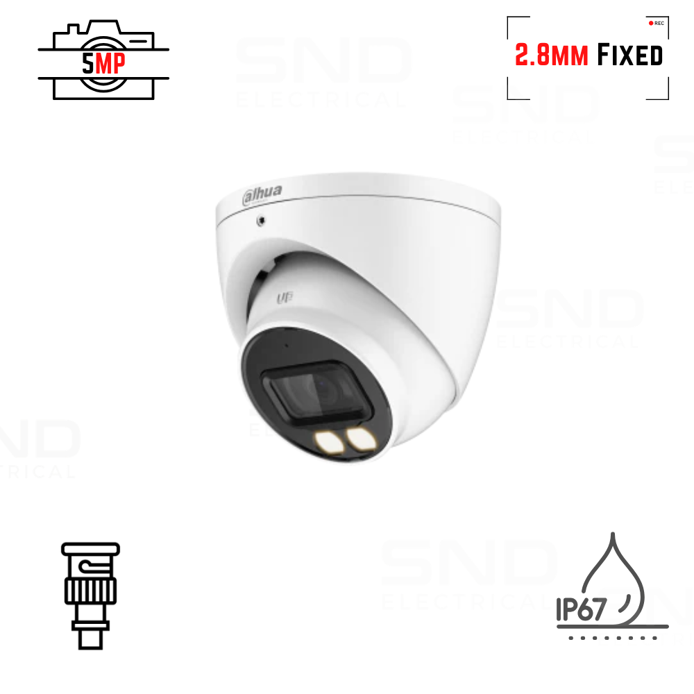 Dahua 5MP Smart Dual Light IR + LED Full-Colour Turret CVI Camera HDCVI Eyeball Camera with Mic (DH-HAC-HDW1509TP-IL-A)