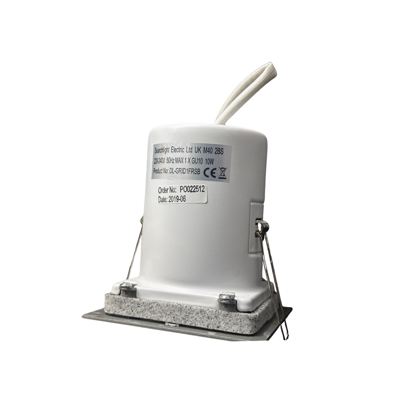 Searchlight Square Fire Rated Spot Light DL-GRID1FRSB Silver/Matt Black