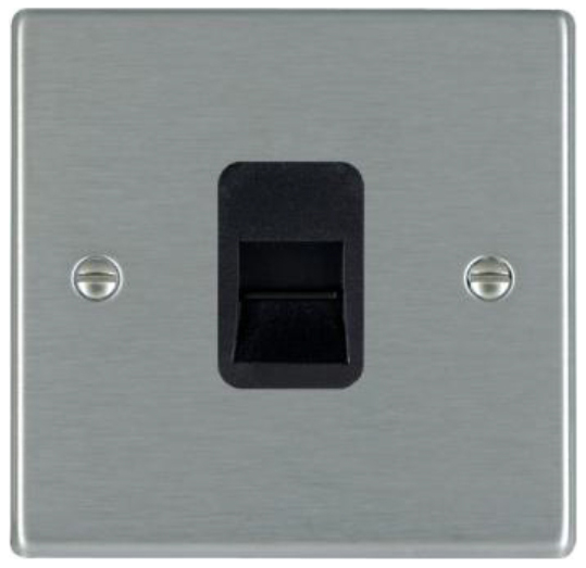 Hamilton 74TCSB 1 Gang Telephone Slave, Satin Steel & Black