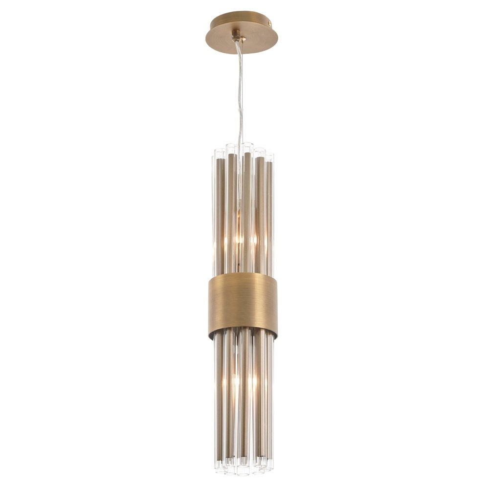 RV Astley Column Antique Brass Single Pendant