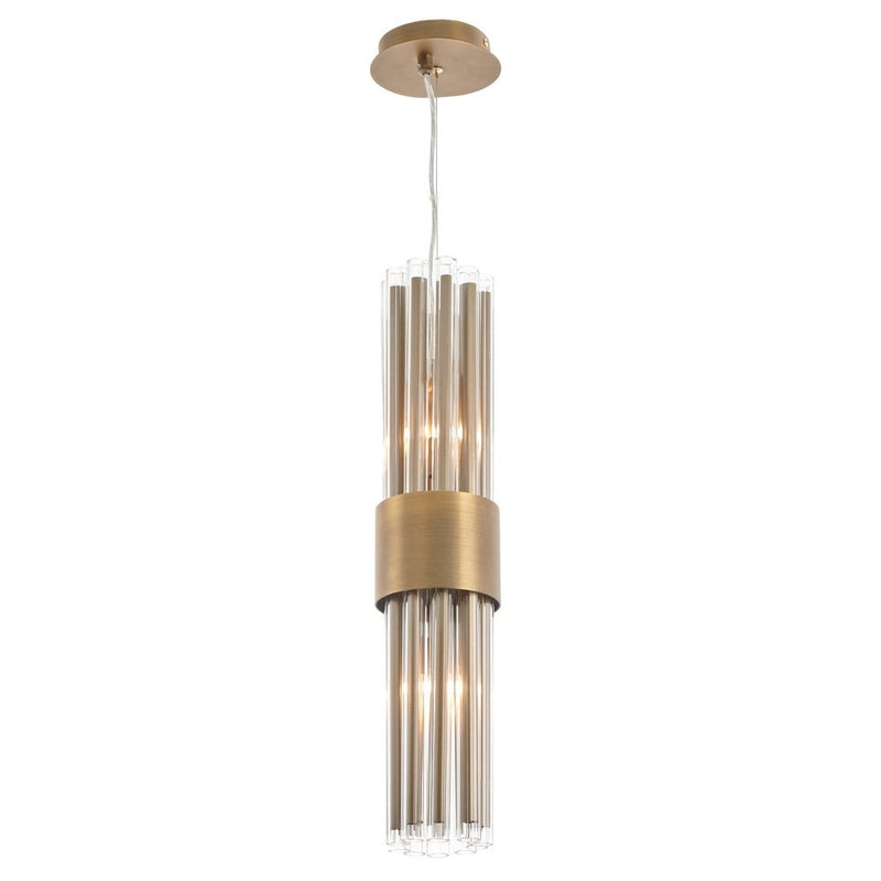 RV Astley Column Antique Brass Single Pendant