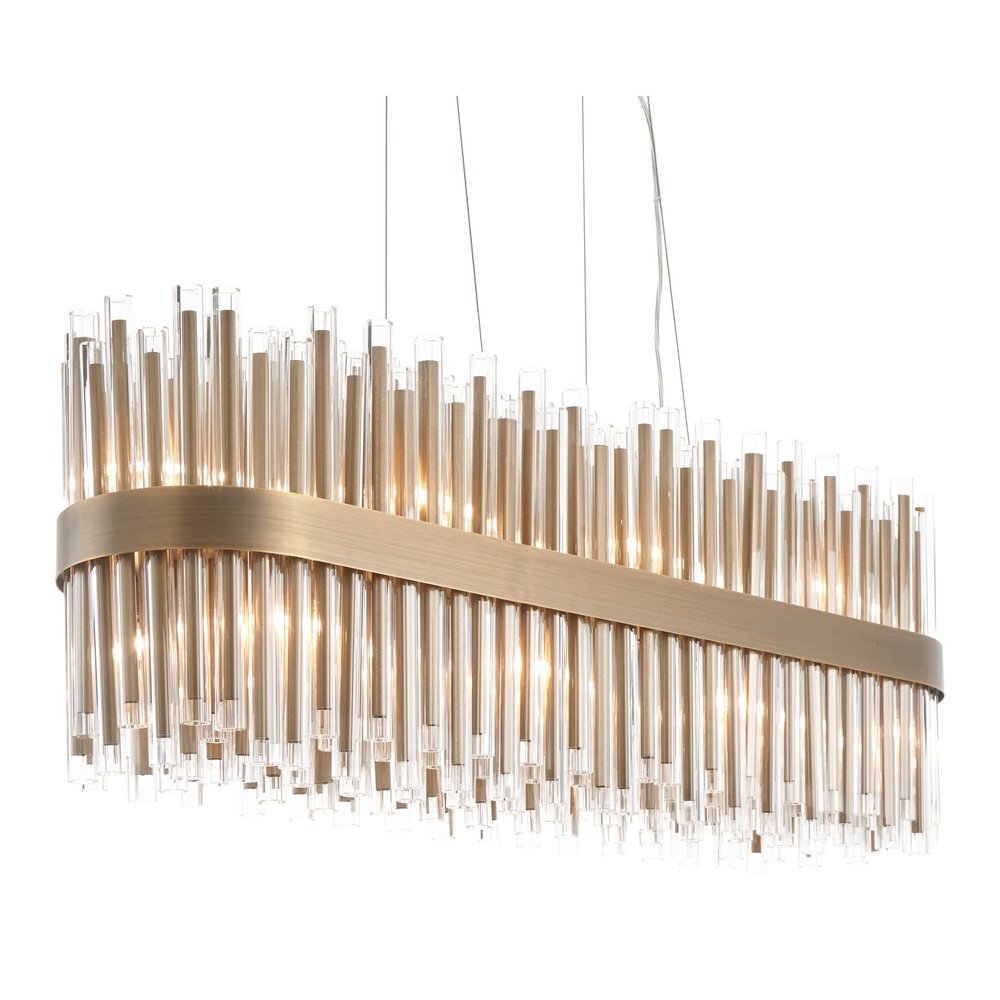 Column Long 100cm Antique Brass Chandelier