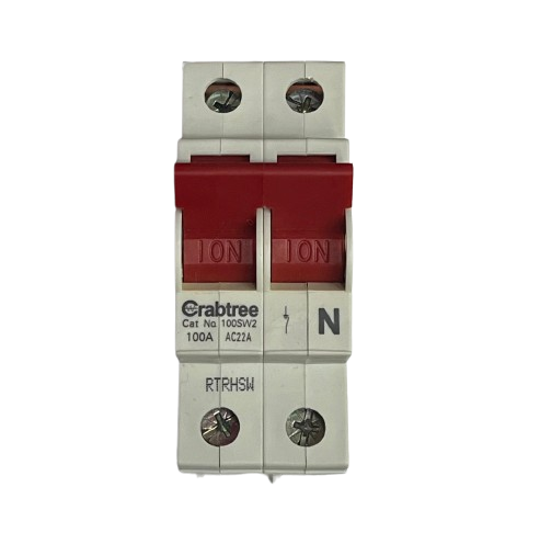 Crabtree Loadstar 100A Double Pole Mains Switch
