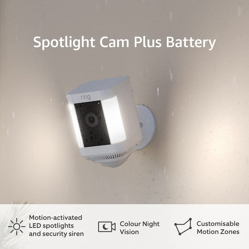 Ring Spotlight Cam Plus Battery Black & USB-C Solar Panel BUNDLE