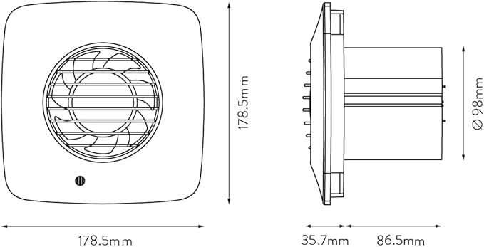 Xpelair Simply Silent DX100S White Square Dual Speed Axial Extractor Fan For Remote Switching 93025AW
