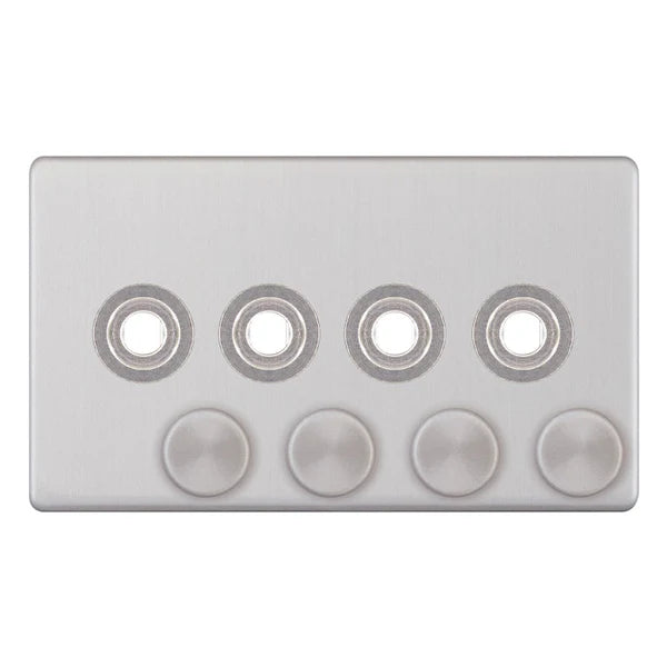 Hilton 4 Gang Screwless Empty Dimmer Plate