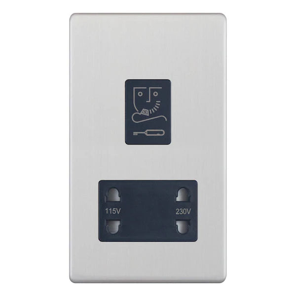 Hilton Shaver Sockets - Brush Chrome with Black Insert