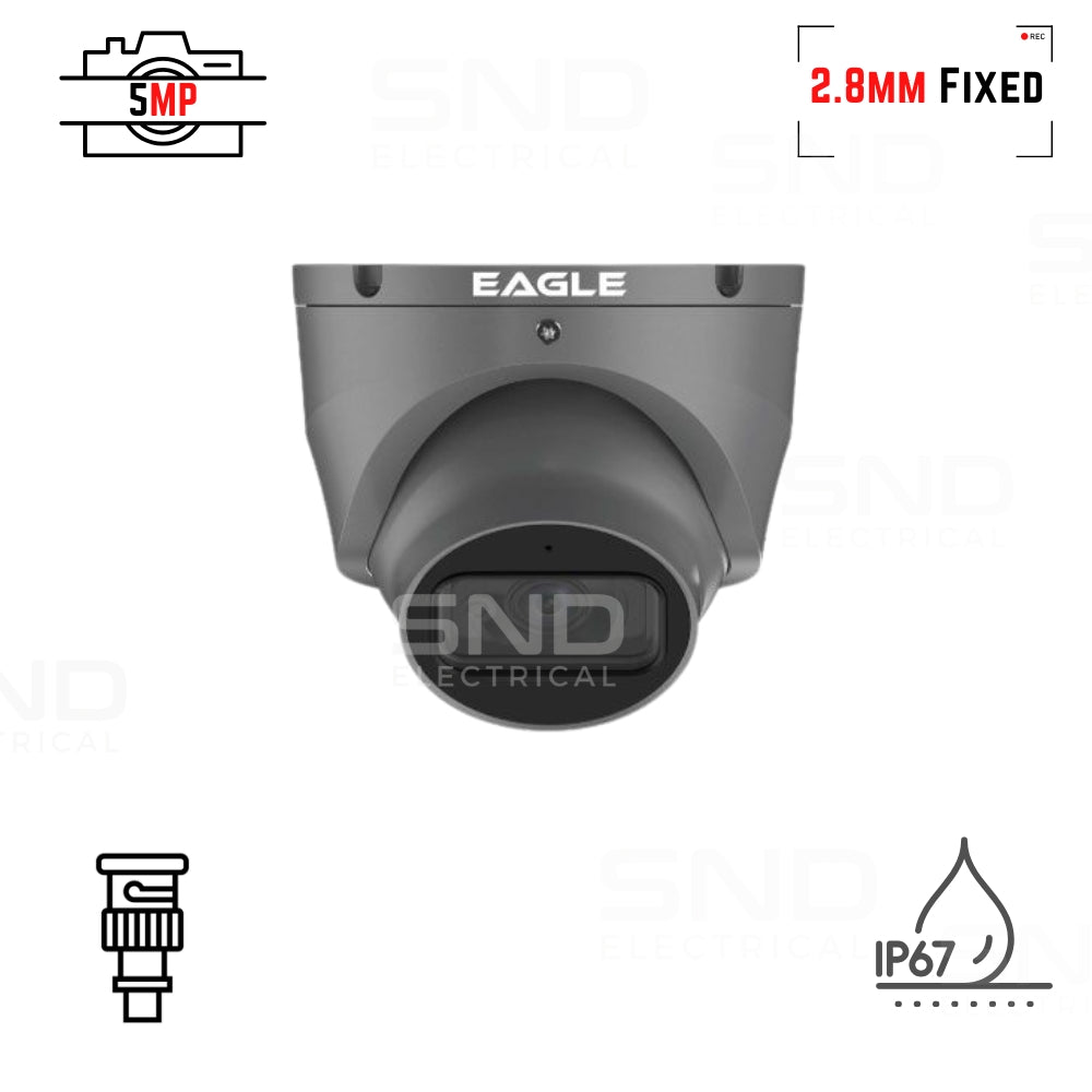 Eagle 5MP Fixed Lens Starlight HDCVI Full Colour Turret Camera (Grey) - DVR