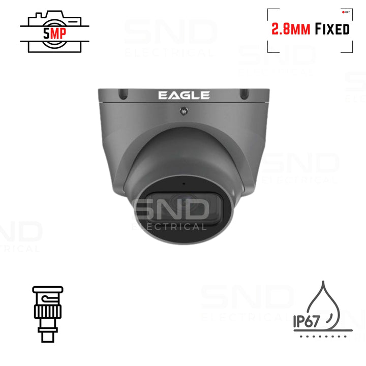 Eagle 5MP Fixed Lens Starlight HDCVI Full Colour Turret Camera (Grey) - DVR